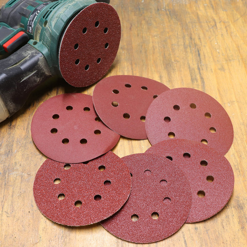 S&R Velcro sandpaper set 125mm, master, 8 holes, 60 pieces. Sanding sheets, sanding discs for eccentric sanders: 10*P40, 10*P60, 10*P80, 10*P120, 10*P180, 10*P240