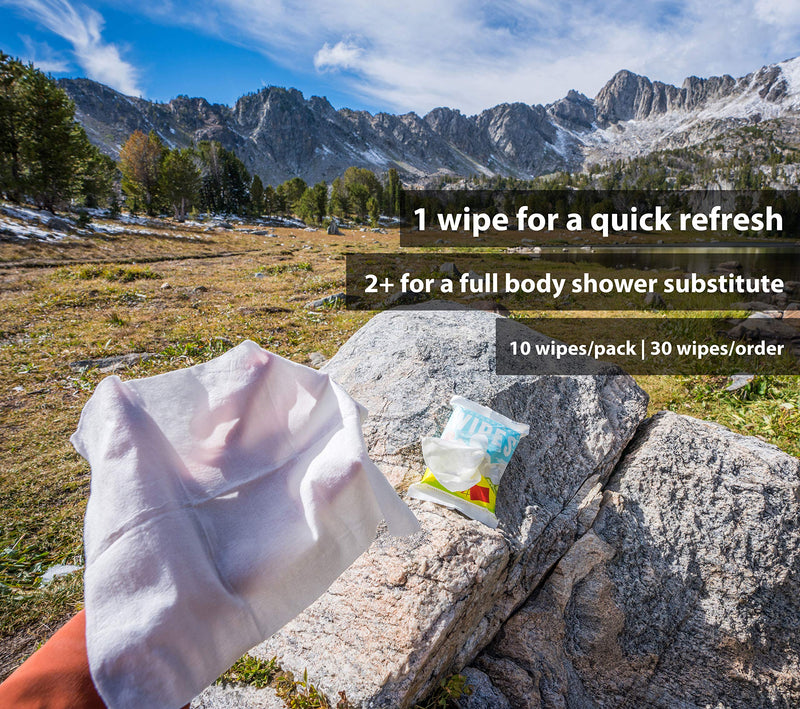 Bar-D Biodegradable Body Wipes with Tea Tree Oil & Aloe Vera - Refreshing Wet Wipes great for Camping, Hiking, Backpacking, Festivals, Post Workout and Travel (3-Pack, 10 wipes/pack)