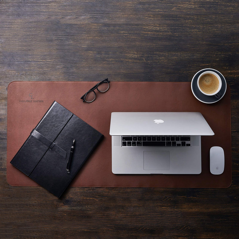 Gallaway Leather Desk Pad â€“ 36 x 17 inch - Desk Mat Home Office Desk Accessories Desktop Protector XXL Mouse Pad Writing Desk Blotter (Dark Brown)