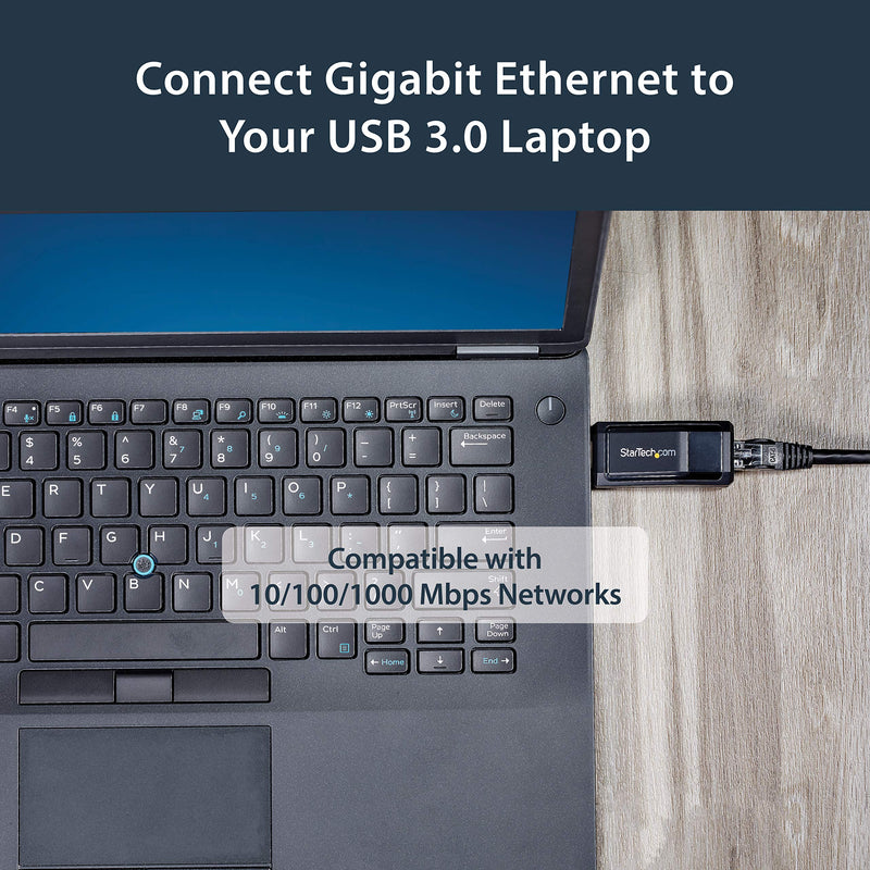 StarTech.com USB 3.0 to Gigabit Ethernet NIC Network Adapter - 10/100/100 Mbps Network Adapter - USB to Ethernet LAN Adapter - USB to RJ45 (USB31000NDS) USB-C