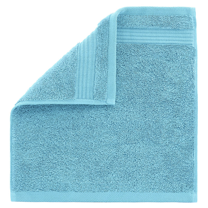 Luxury Genuine Turkish Cotton Washcloths for Easy Care, Extra Soft & Absorbent, Fingertip Towels, 4-Pack Turkish Washcloth Set by United Home Textile, Sky Blue