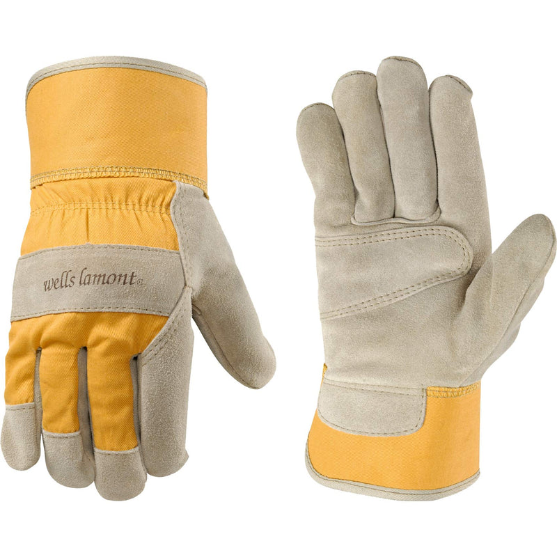 Women's Heavy Duty Leather Palm Work Gloves with Safety Cuff (Wells Lamont 4113S), Small , Tan Small (Pack of 1)
