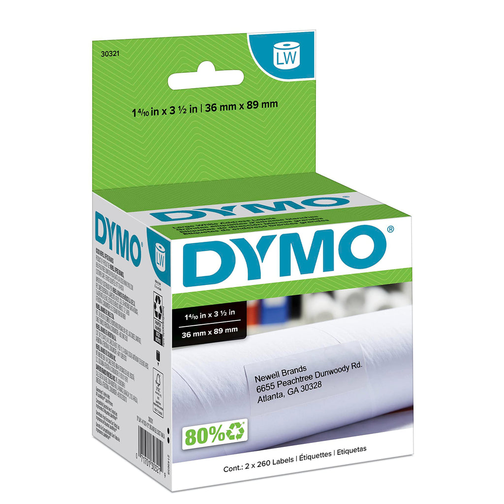 DYMO LW Large Mailing Address Labels for LabelWriter Label Printers, White, 1-4/10'' x 3-1/2'', Large, 2 Rolls of 260 Large, 2 rolls of 260