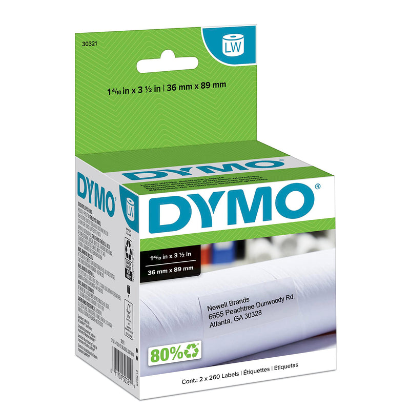 DYMO LW Large Mailing Address Labels for LabelWriter Label Printers, White, 1-4/10'' x 3-1/2'', Large, 2 Rolls of 260 Large, 2 rolls of 260