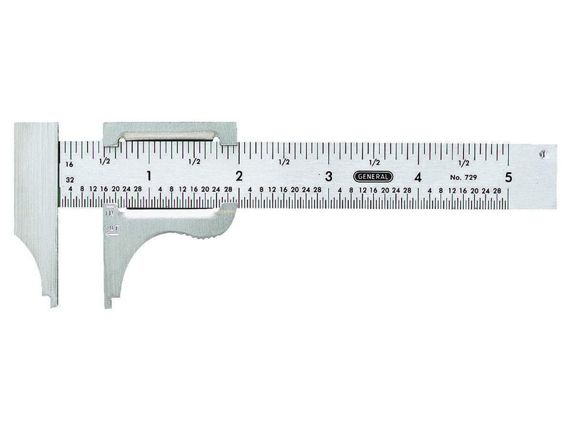 General Tools 729 Slide Caliper, 16th and 32nd Graduation, 0 to 4-Inch Range, Inside and Outside Measurement