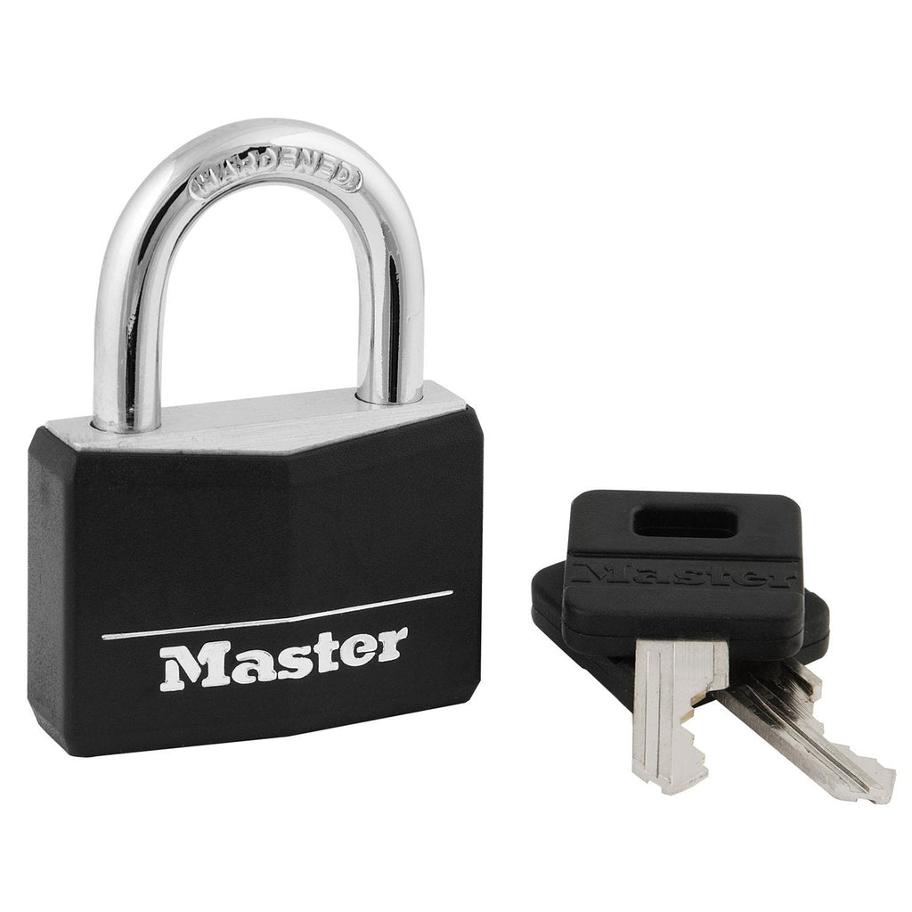 Master Lock 141D Covered Aluminum Keyed Padlock, 1 Pack, Black