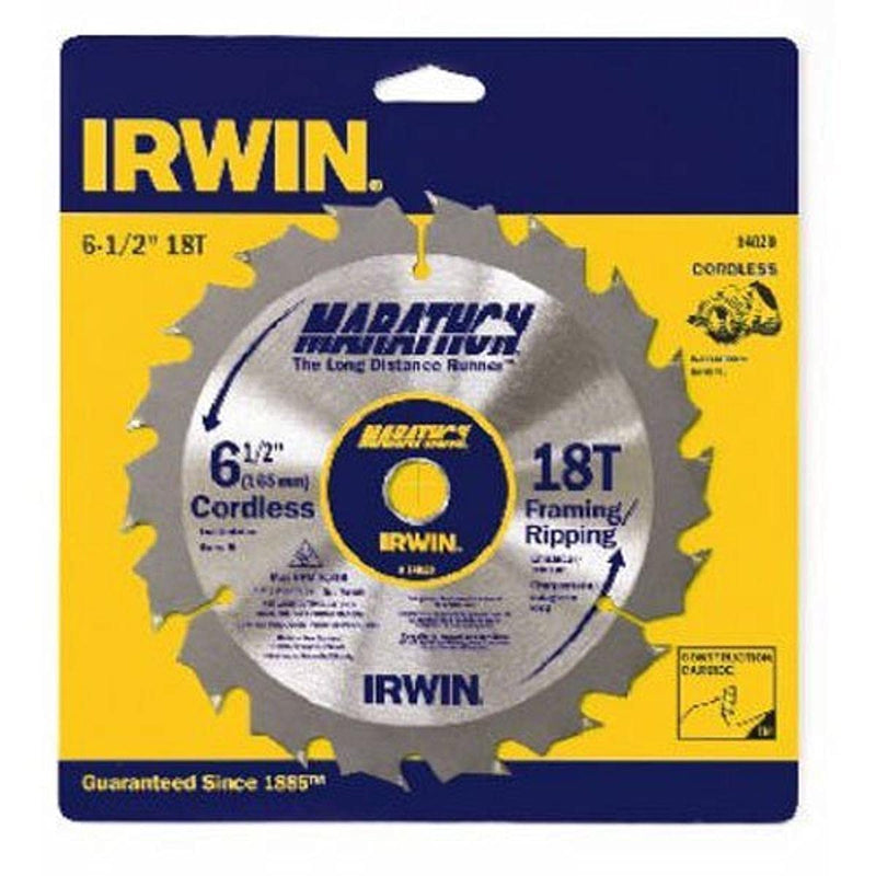IRWIN Tools MARATHON Carbide Cordless Circular Saw Blade, 6 1/2-Inch, 18T (14020) 6 1/2", 18T