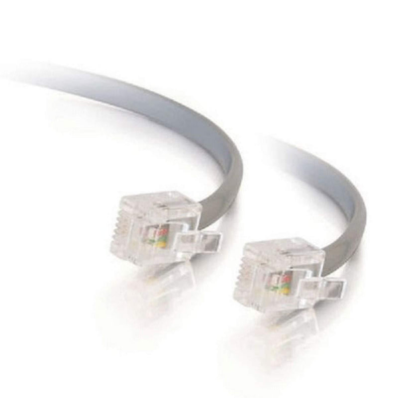 C2G/Cables to Go 09593 RJ11 6P4C Straight Modular Cable, Silver (50 Feet/15.24 Meters) 50 Feet RJ11 Straight