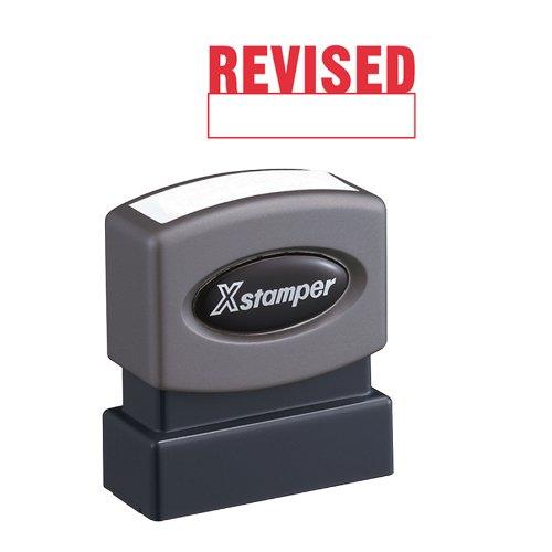 Xstamper One-Color Title Message Stamp, Revised, Pre-Inked/Re-Inkable, Red (1219)