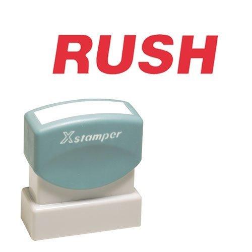 Xstamper(R) One-Color Title Stamp, Pre-Inked "Rush", Red