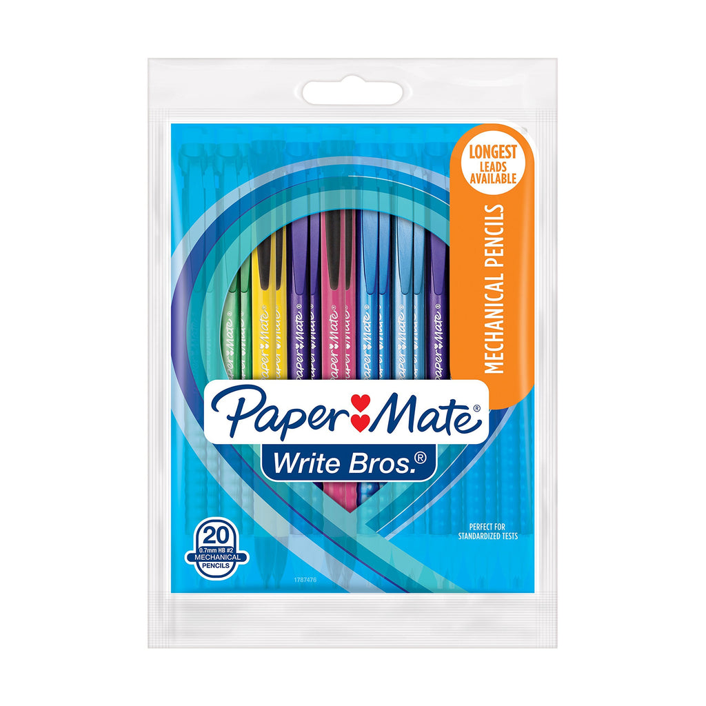 Paper Mate Write Bros Mechanical Pencils, 0.7mm, HB #2, Assorted Colors, 10 Count .7MM 10-Count