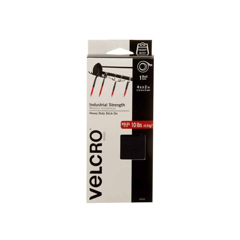 VELCRO Brand Industrial Strength Fasteners, Tape, 4ft x 2in (Pack of 1) Black 4ft x 2in (Pack of 1)