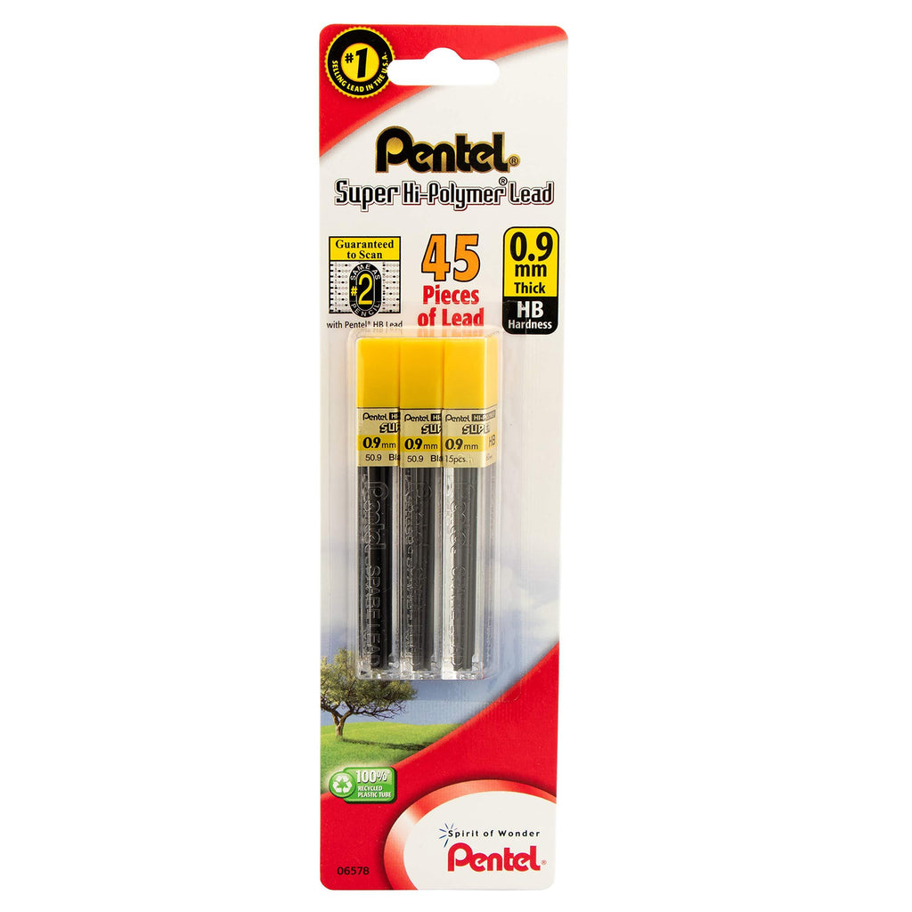 Pentel Super Hi-Polymer Lead Refill 0.9mm, HB, 45 Pieces of Lead (L509BP3HB-K6)