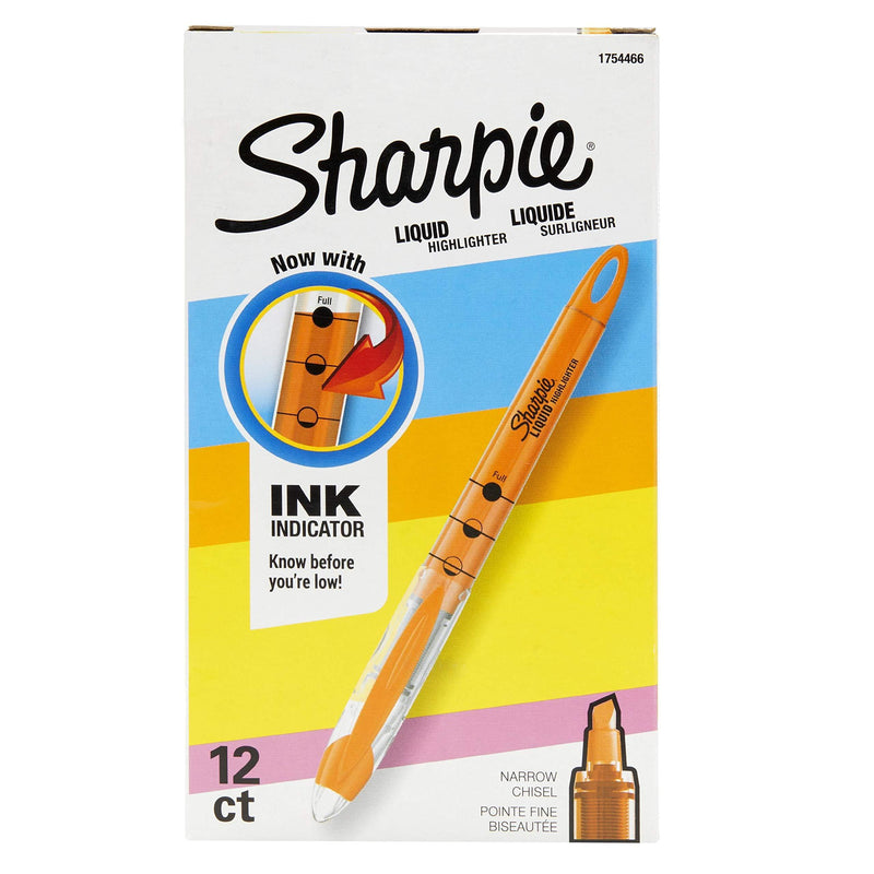 Sharpie Liquid Highlighters, Chisel Tip, Fluorescent Green, Box of 12 Orange 12-Count