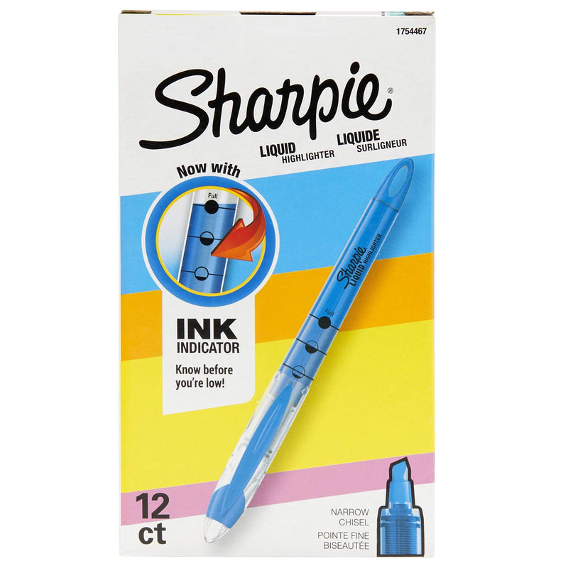 Sharpie 1754467 Accent Sharpie Pen-Style Highlighter, Fluorescent Blue, 12-Pack