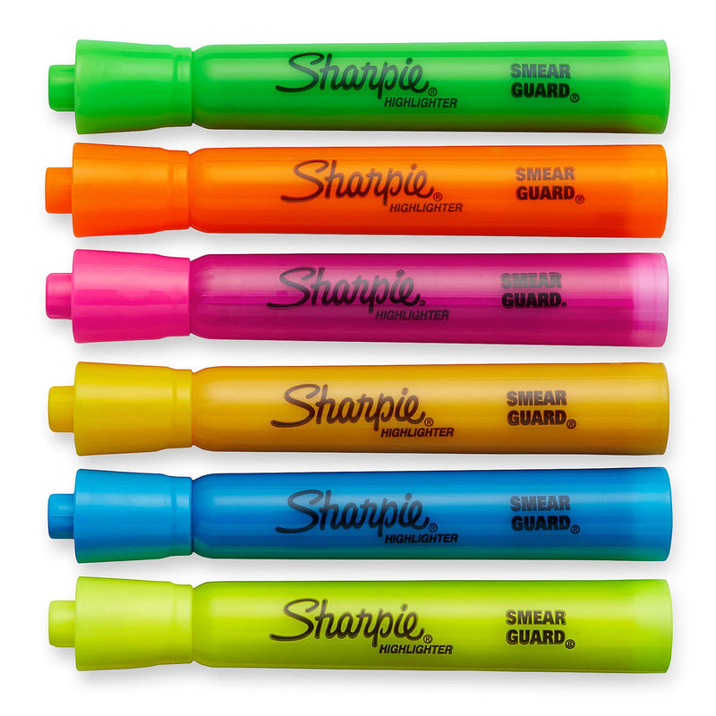 Sharpie Accent Tank-Style Highlighters, 6 Colored Highlighters (25076) 6-Pack