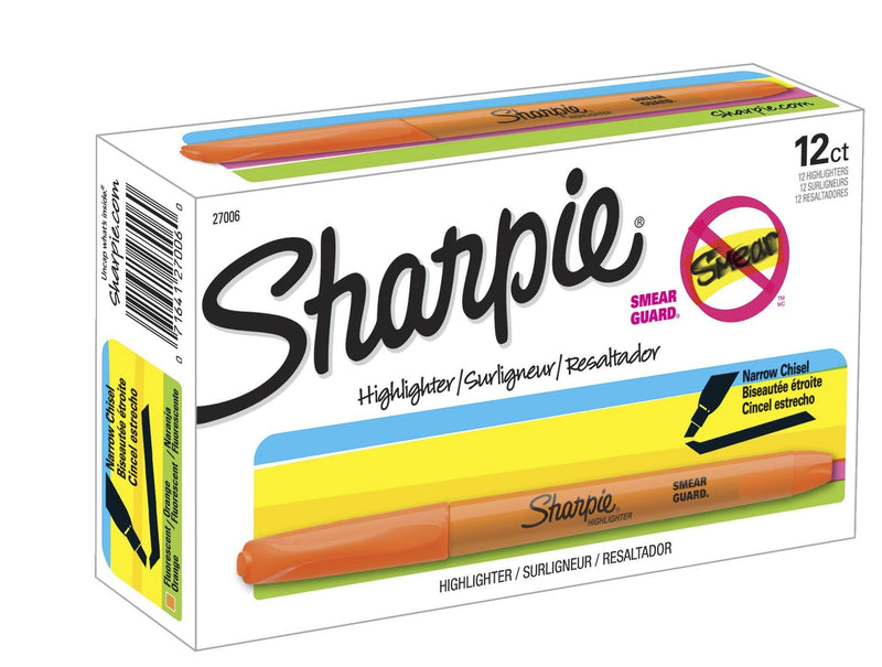 Sharpie 27006 Accent Pocket Style Highlighter, Fluorescent Orange, 12-Pack 12-Count