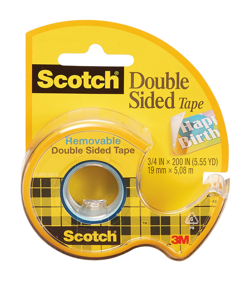 Scotch Double Sided Tape, 3/4 in x 400 in, 1 Dispenser/Pack (667)