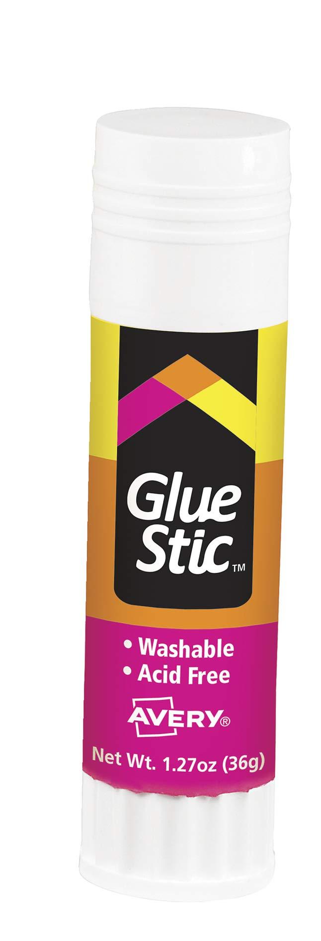 Avery Glue Stic White, 1.27 oz., Washable, Nontoxic, Permanent Adhesive, 1 Glue Stick (00196)