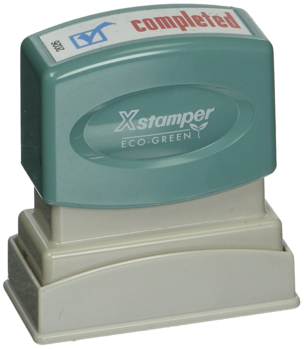 Xstamper(R) Pre-Inked, Re-Inkable Two-Color Title Stamp, "Completed