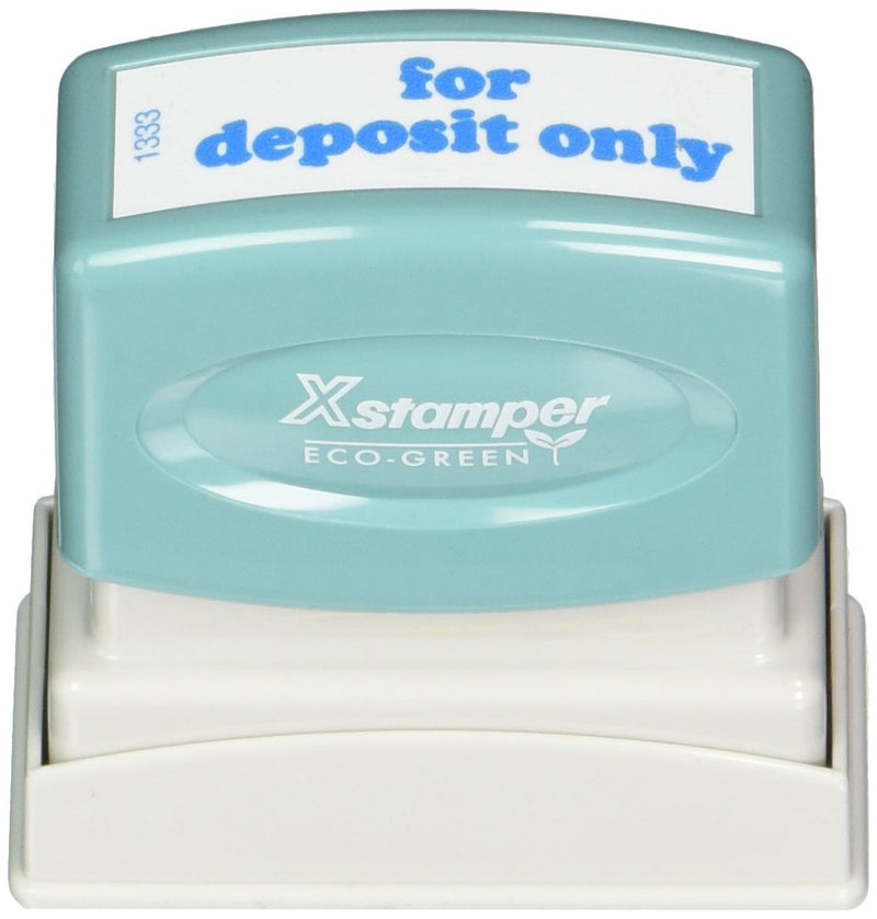 Xstamper 1333 for Deposit ONLY, Pre Inked Laser Engraved Rubber Stamp, Blue Ink, Impression Size: 1/2" x 1-5/8"