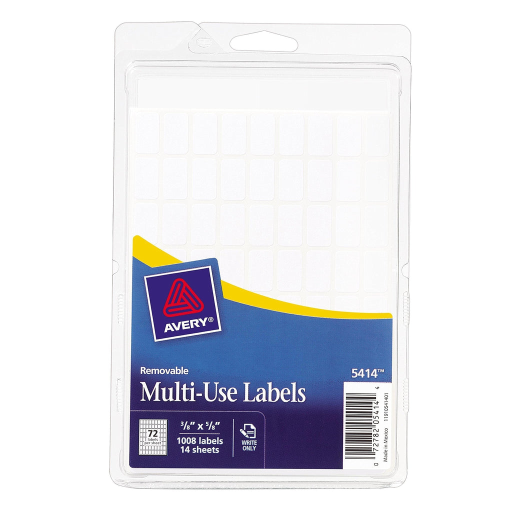 Avery Removable Rectangular Labels, 0.375 x 0.625 Inches, White, Pack of 1008 (5414)