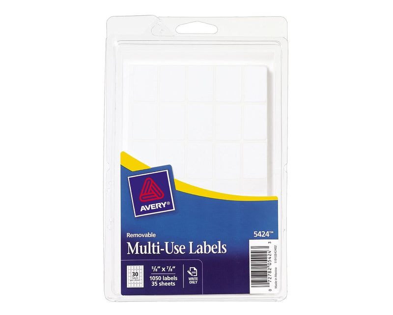 Avery Self-Adhesive Removable Labels, 0.625 x 0.87 Inches, White, 1050 per Pack (05424)