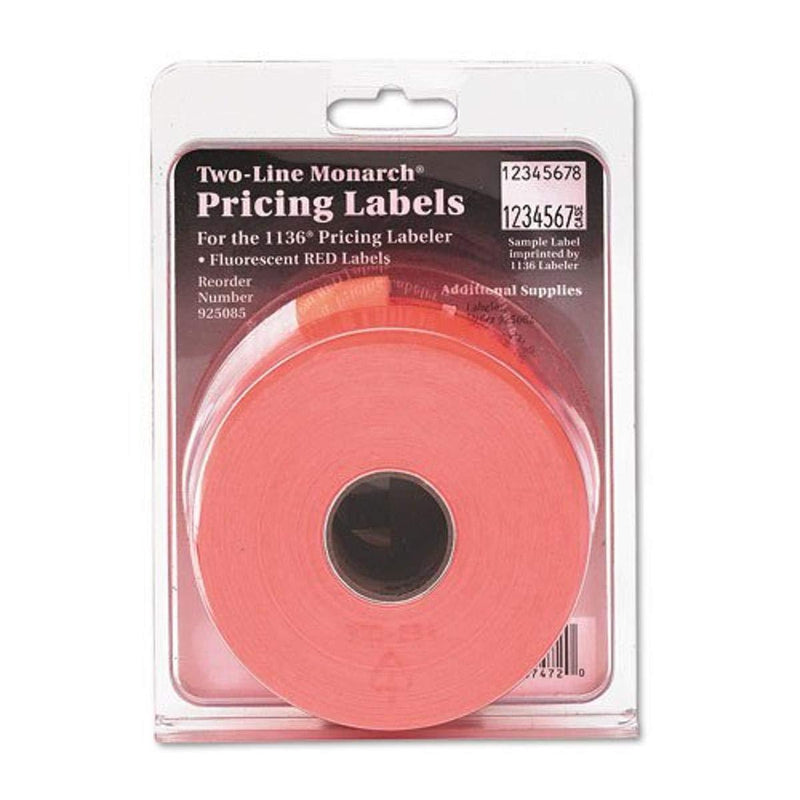 Monarch PAXAR Two-Line Easy-Load Pricemarker Labels, 0.625 x 0.875 Inches, Fluorescent Red, 3,500 per Pack (MNK925085 )