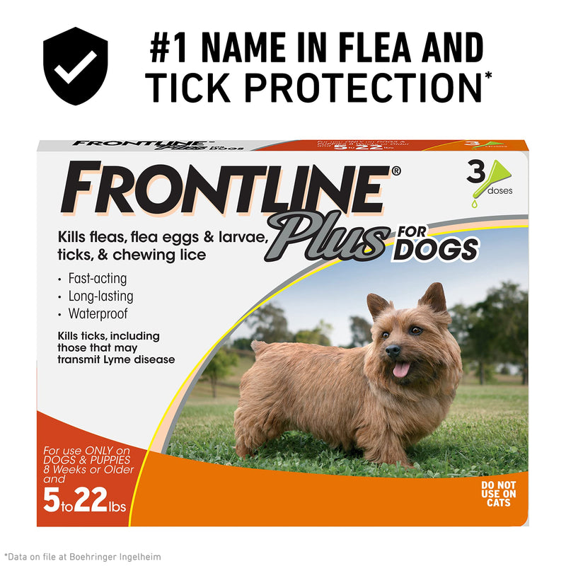 Frontline Plus Flea and Tick Treatment for Dogs (Small Dog, 5-22 Pounds, 3 Doses)