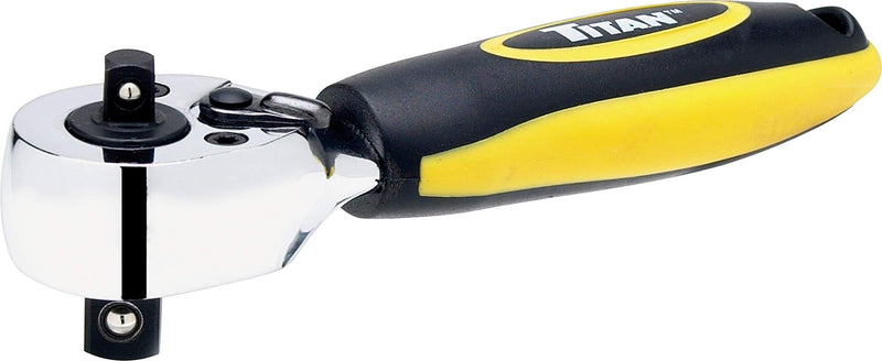 Titan 11050 1/4-Inch and 3/8-Inch Dual Drive x 5-1/2-Inch 72-Tooth Dual Head Stubby Ratchet 1/4 and 3/8in Stubby