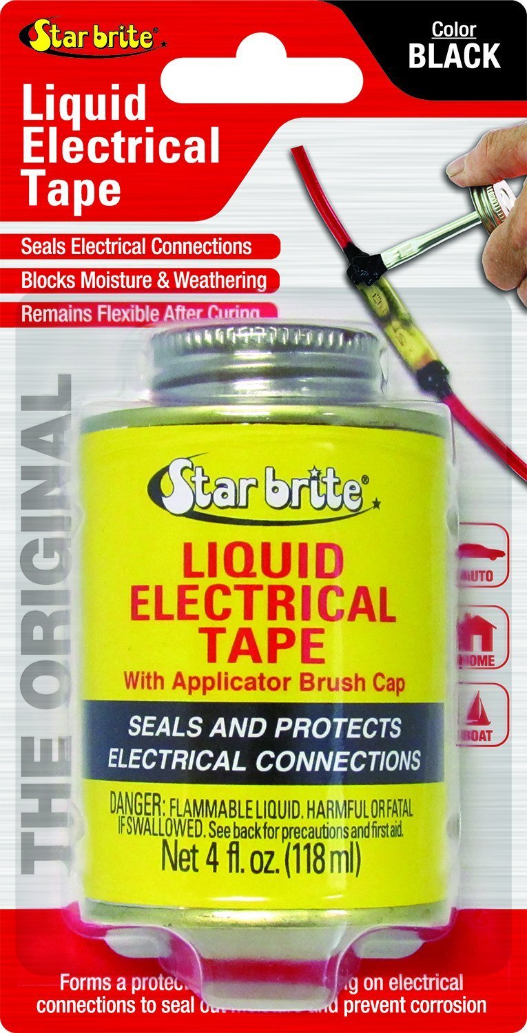 Star Brite Liquid Electrical Tape - 4 Oz Can with Applicator Brush Cap Black 4 Oz