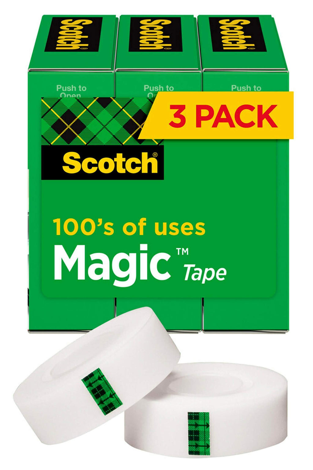 Scotch Magic Tape, 3 Rolls, Numerous Applications, Invisible, Engineered for Repairing, 3/4 x 1000 Inches, Boxed (810K3)