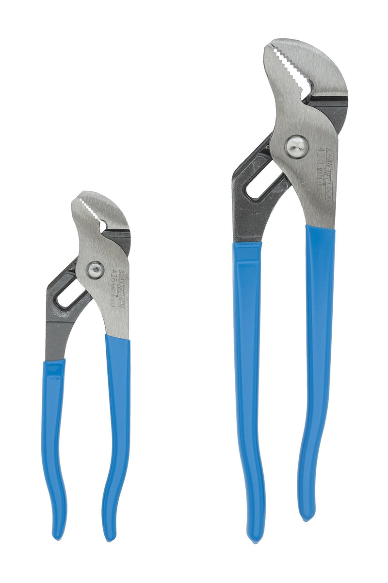 Channellock 2 Piece Tongue and Groove Pliers Set - 9.5-Inch, 6.5-Inch | Straight Jaw Groove Joint Pliers | Laser Heat-Treated 90Â° Teeth| Forged from High Carbon Steel | Patented Reinforcing Edge Minimizes Stress Breakage | Made in USA