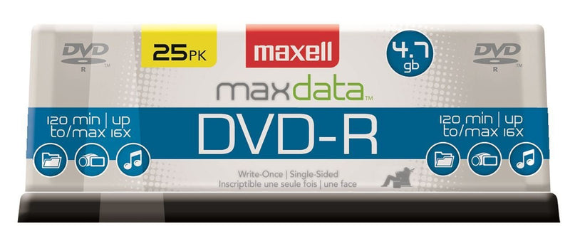 Maxell 638010 Superior Archival Life Digital Storage Playback Write Once DVD-R 4.7 Gb Spindle 25 Pack,Blue 25-pack