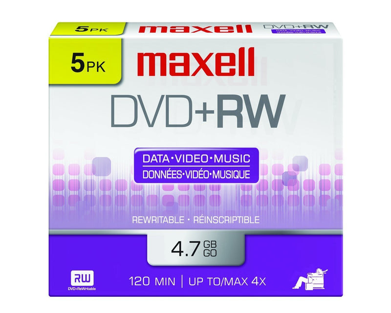 Maxell 634045 4.7Gb Dvd+Rw Disc Slim Jewel (Packaging may vary) 5-Pack