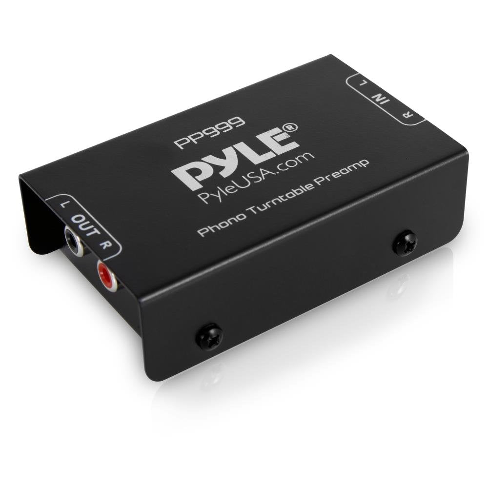 Pyle Phono Turntable Preamp - Mini Electronic Audio Stereo Phonograph Preamplifier with RCA Input, RCA Output & Low Noise Operation Powered by 12 Volt DC Adapter - PP999 , Black Single