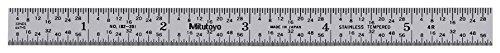 Mitutoyo 182-201, Steel Rule, 6" (4R), (1/8, 1/16, 1/32, 1/64"), 1/64" Thick X 1/2" Wide, Satin Chrome Finish Tempered Stainless Steel