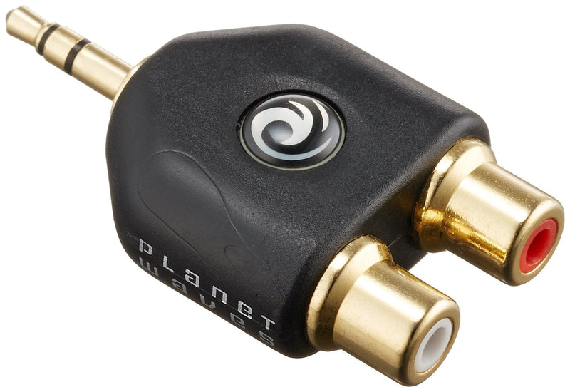 D'Addario 1/8 Inch Male Stereo to Dual RCA Female Adaptor Black
