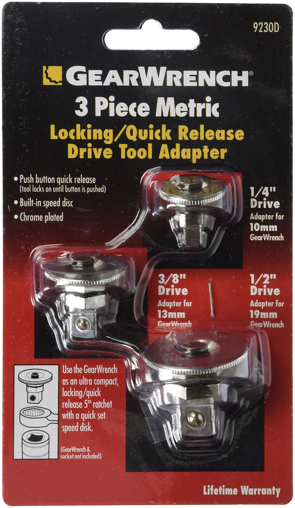 GEARWRENCH 3 Pc. Ratcheting Wrench to Square Drive Adapter Set, Metric - 9230D