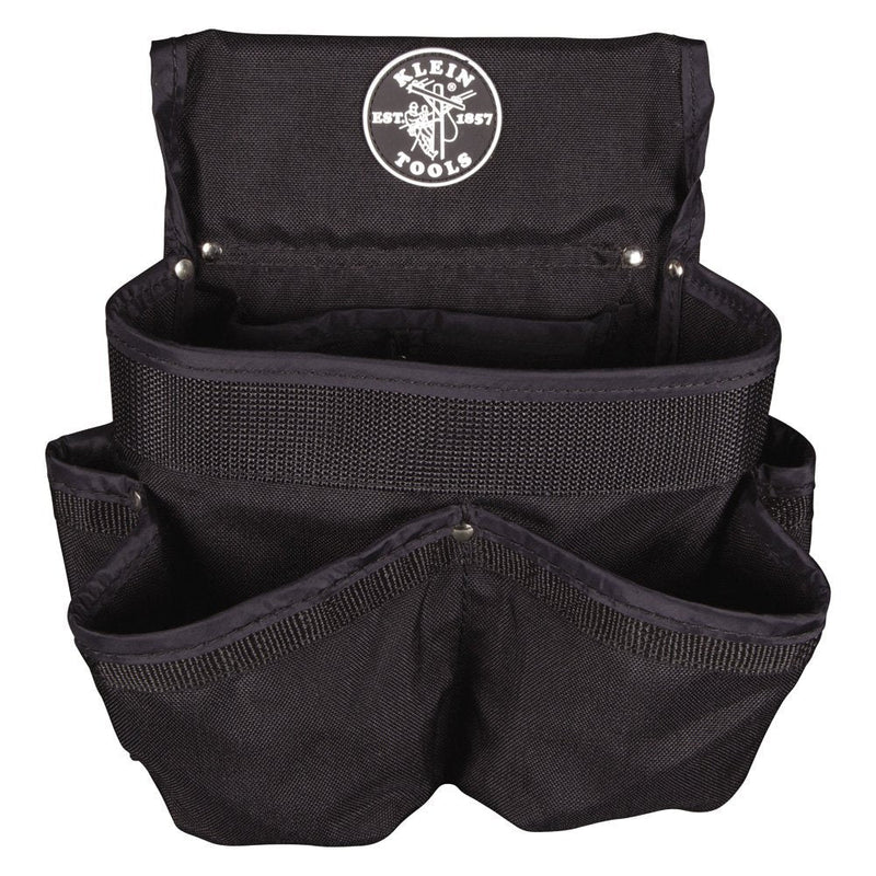 Klein Tools 5718 Tool Pouch, PowerLine Series Utility Pouch Fits Tool Belts to 2.5-Inch, Strong Rivet Reinforced Stitching, Wide 8-Pocket