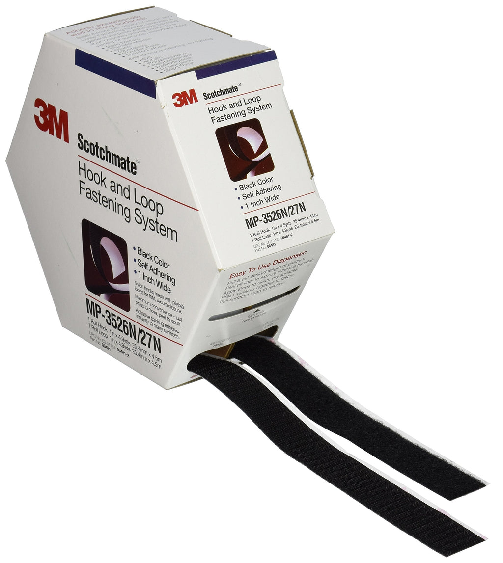 3M Scotchmate Hook and Loop Fastening System, 1-Inch by 5-Yard, Black