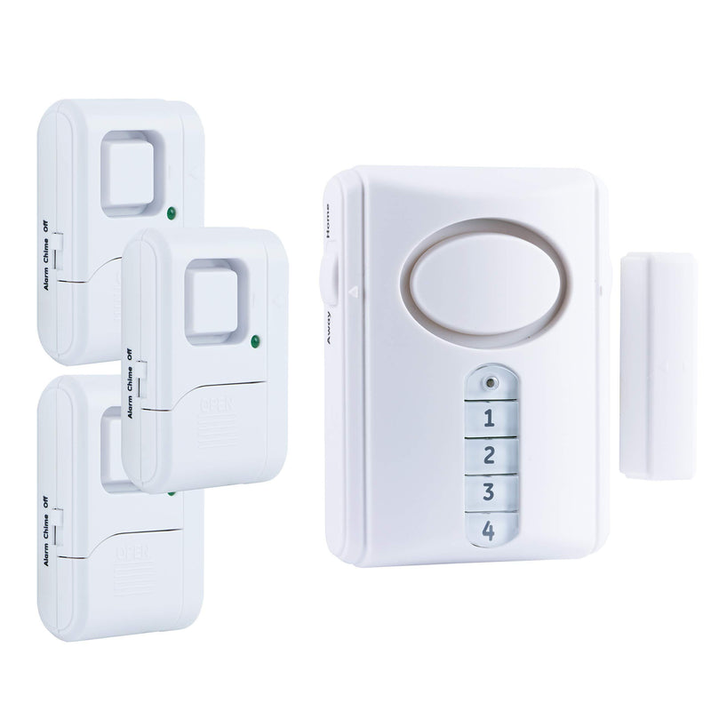 GE Personal Security Alarm Kit, Includes Deluxe Door Alarm with Keypad Activation and Window/Door Alarms, Easy Installation, DIY Home Protection, Burglar Alert, Magnetic Sensor, Off/Chime/Alarm, 51107, White Keypad Alarm Kit Alarm Kits