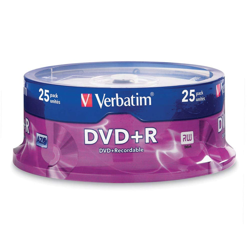 Verbatim DVD+R Blank Discs AZO Dye 4.7GB 16X Recordable Disc - 25 Discs Spindle 25pk Spindle Standard Packaging