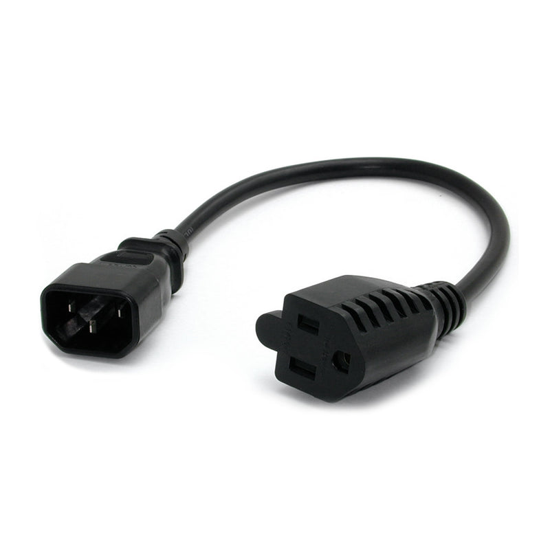 StarTech.com 1ft Standard Computer Power Adapter Cord (IEC 60320 C14 Male to NEMA 5-15R Female) - 10A - Black - Wall Power to PDU, Monitor & Computer AC Power Cable (PAC100) 1 Pack