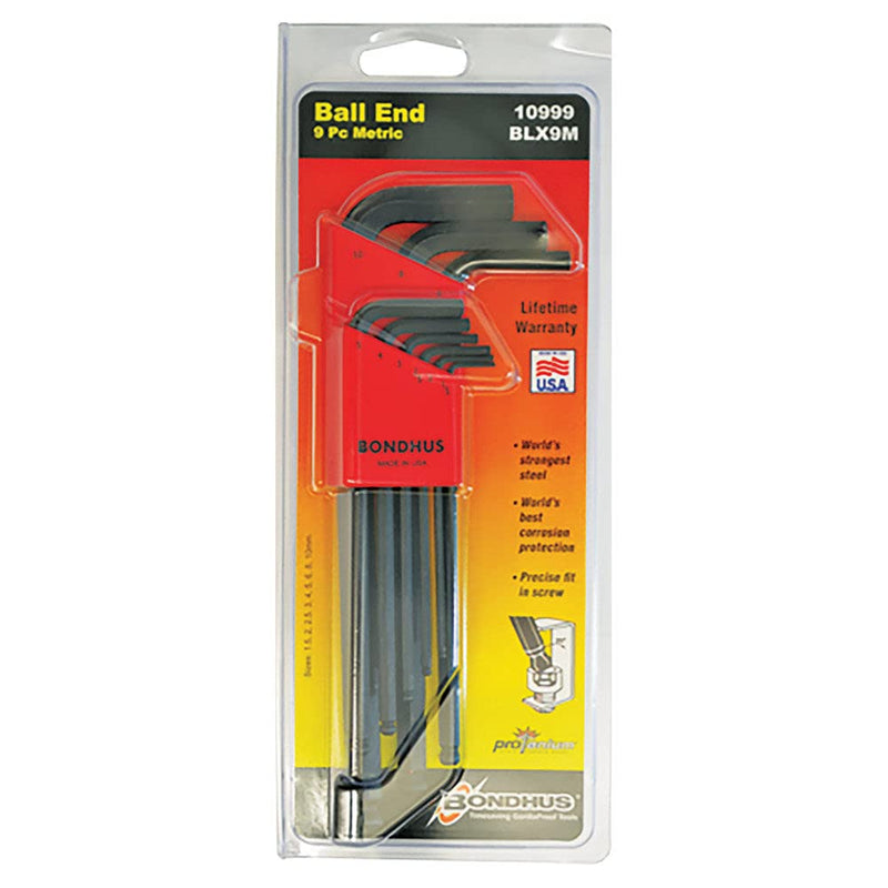 Bondhus 10999 Set of 9 Balldriver L-wrenches, ProGuard Finish, sizes 1.5-10mm Stainless Steel