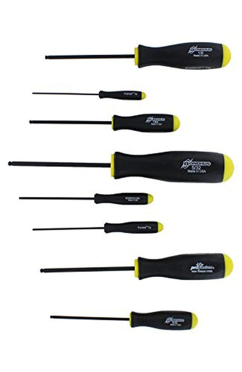 Bondhus 74632 Set of 8 Balldriver Screwdrivers with ProHold Tip, ProGuard Finish, sizes .050-5/32-Inch