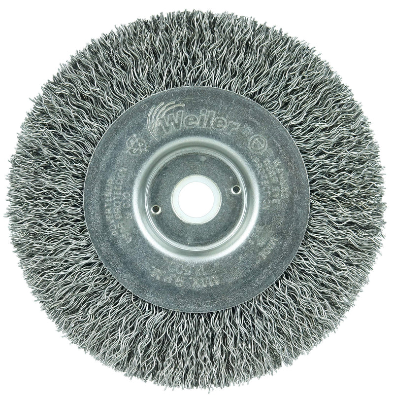 Weiler 00144 4" Narrow Face Crimped Wire Wheel, .014" Steel Fill, 1/2"-3/8" Arbor Hole, Made in the USA .014 Wire Size 1/2"-3/8"