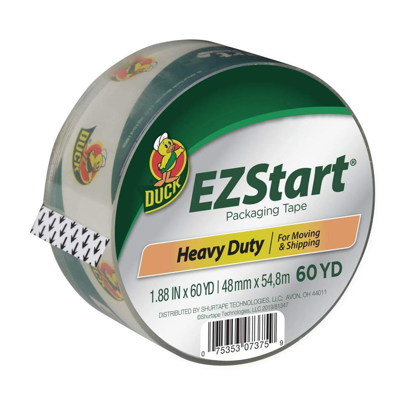 Duck 299002 Brand EZ Start Packaging Tape Clear, 60 Yards/Roll (Single)