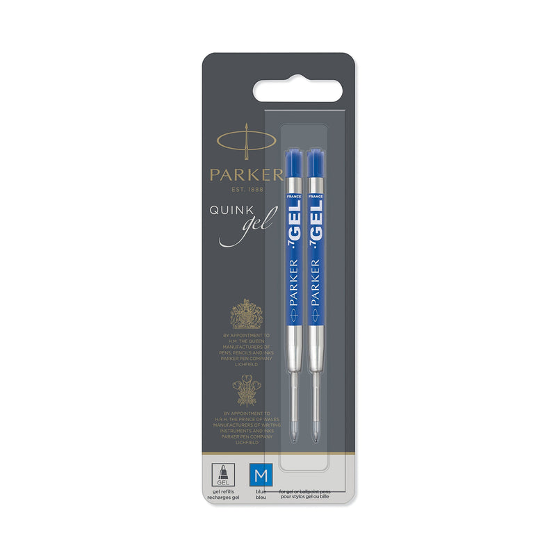 PARKER QUINK Ballpoint Pen Gel Ink Refills, Medium Tip, Blue, 2 Count Standard Packaging