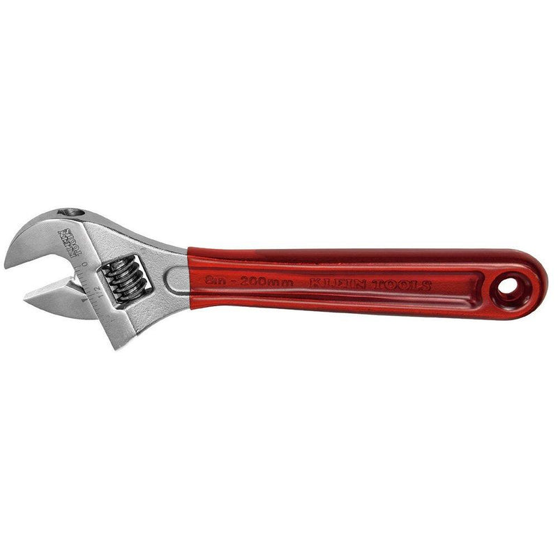 Klein Tools D507-8 Adjustable Wrench, Extra Capacity Jaw Forged Drive Wrench with High Polish Chrome Finish, 8-Inch